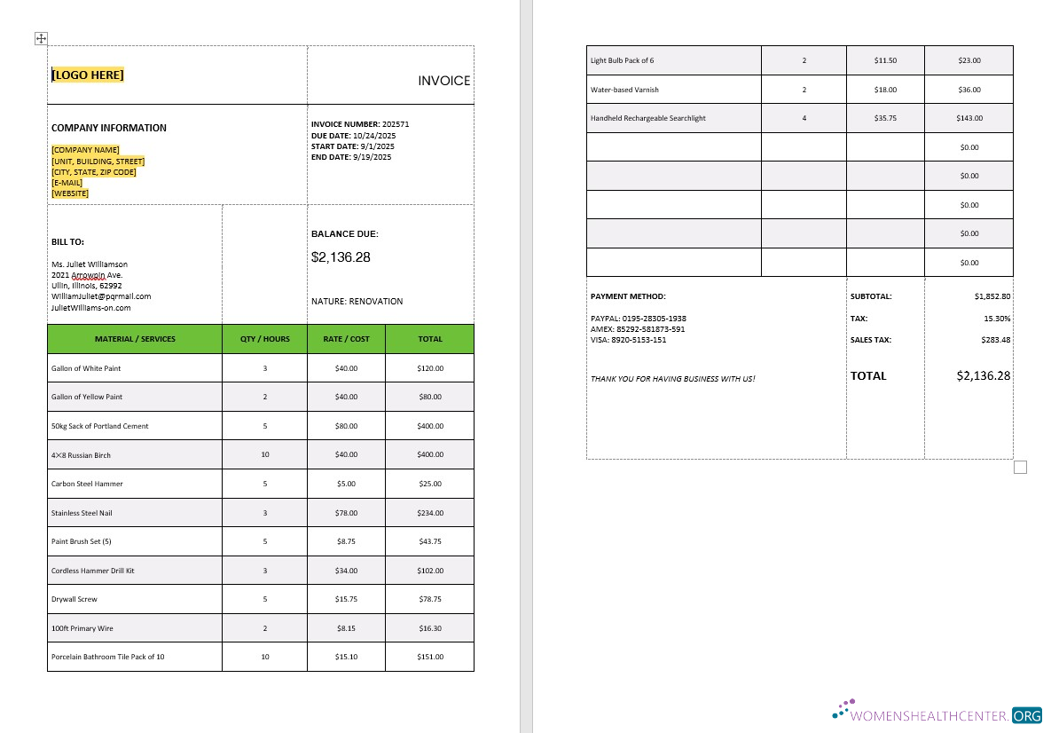 Download General Tax Calculation Invoice Template Photoshop template